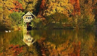 Boat House Autumn Colour - Winkworth Arboretum. Copyright National Trust