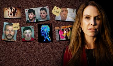 Emma Kenny in front of pinboard with pictures up on it