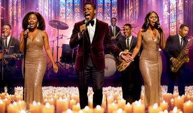 2 singers and a band, candles on floor